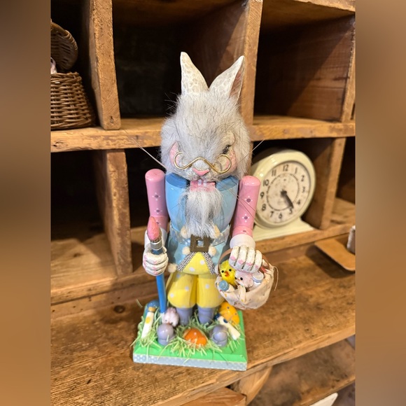 Vintage Inspired Whimsical Rabbit Nutcracker with Pastel Colors - Picture 6 of 15